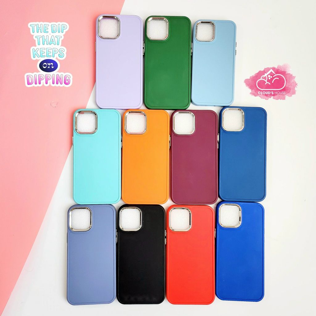 Case Ốp điện thoại iPhone Trơn màu basic viền cam xi iPhone 12/13/Pro/Promax (Đen - Đỏ - Xanh dương đậm)