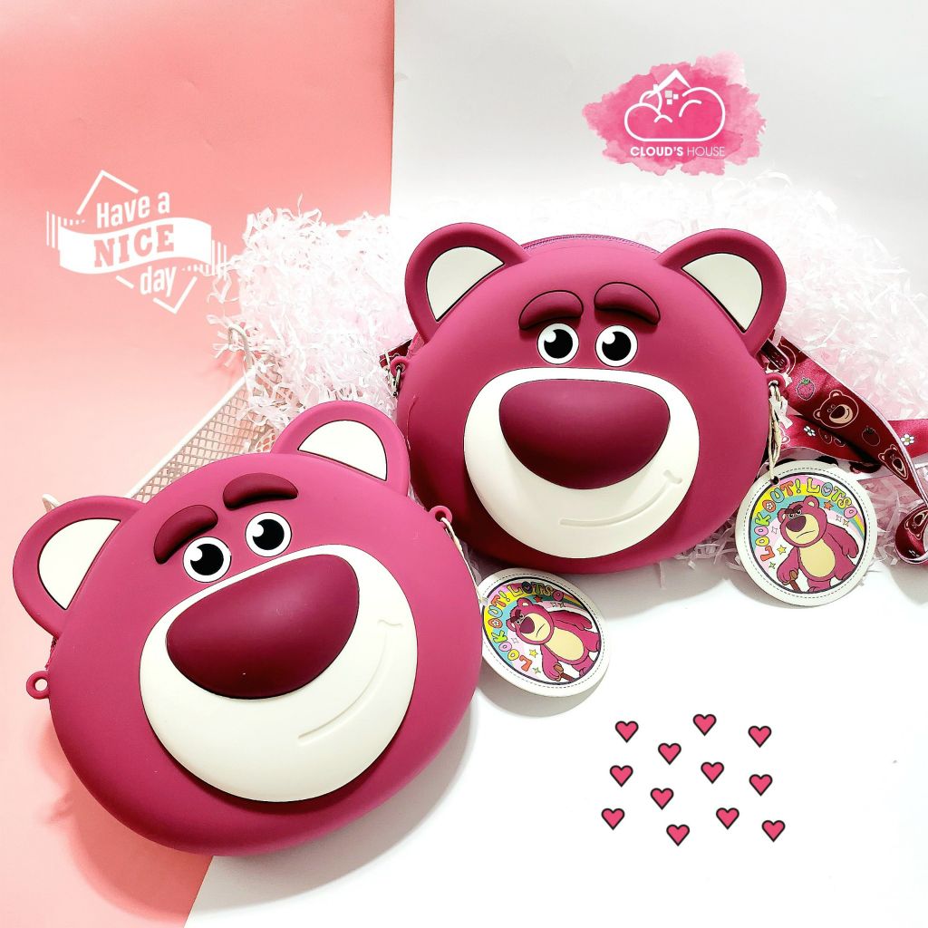 TÚI ĐEO CHÉO SILICONE GẤU DÂU LOTSO Màu đậm Chính Hãng Disney
