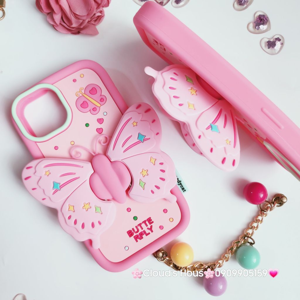 Case Ốp điện thoại iPhone Su Dẻo Con Bướm BUTTERFLY Chống dựng iPhone 11/12/13/14/15/Pro/Promax