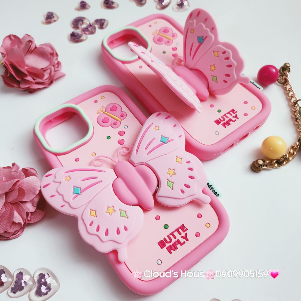 Case Ốp điện thoại iPhone Su Dẻo Con Bướm BUTTERFLY Chống dựng iPhone 11/12/13/14/15/Pro/Promax