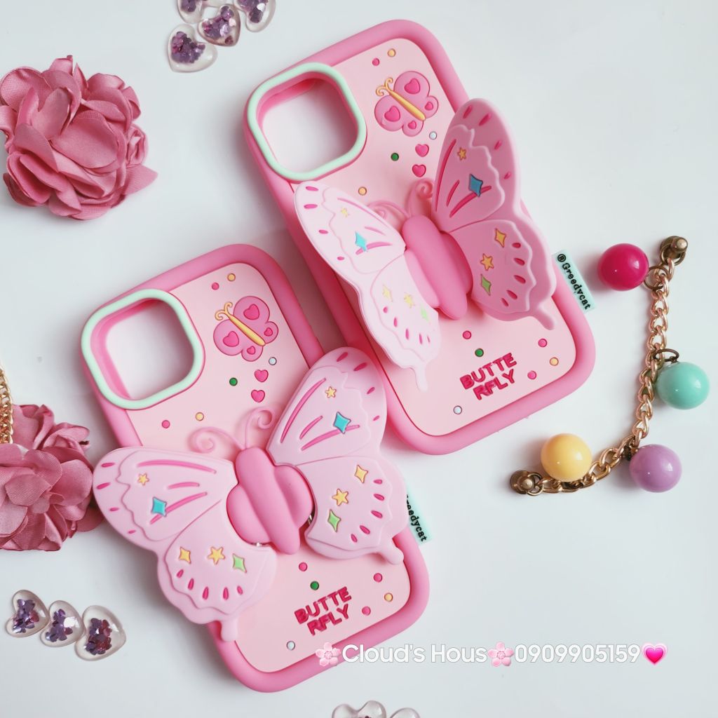 Case Ốp điện thoại iPhone Su Dẻo Con Bướm BUTTERFLY Chống dựng iPhone 11/12/13/14/15/Pro/Promax