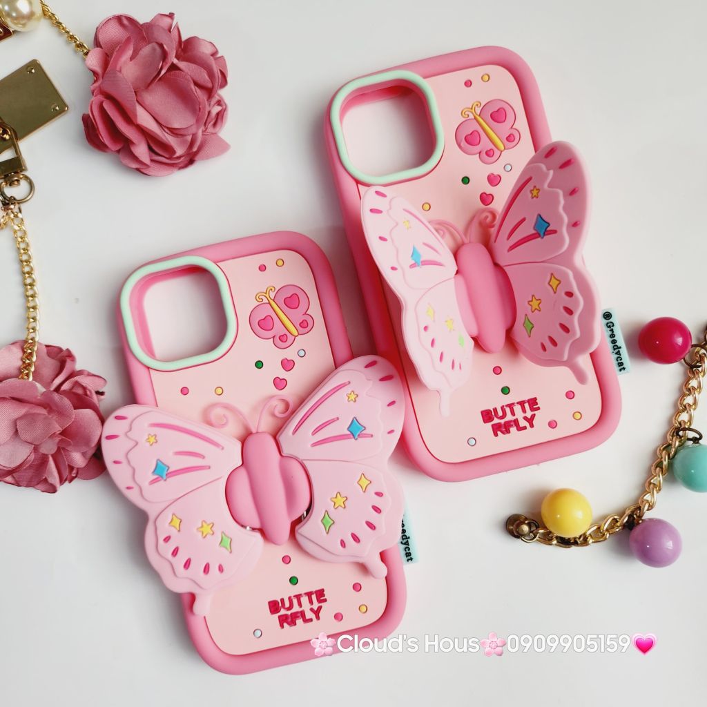 Case Ốp điện thoại iPhone Su Dẻo Con Bướm BUTTERFLY Chống dựng iPhone 11/12/13/14/15/Pro/Promax