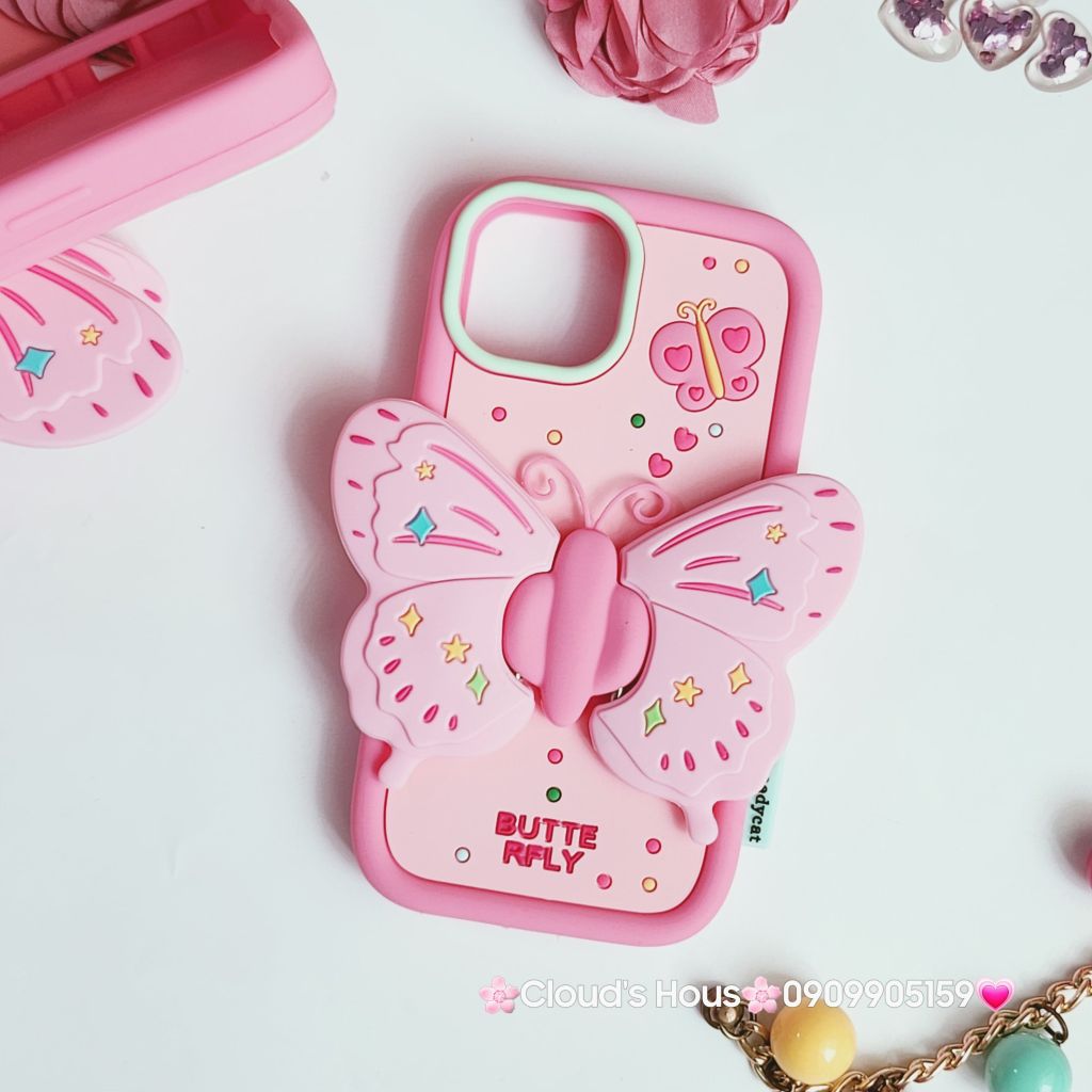Case Ốp điện thoại iPhone Su Dẻo Con Bướm BUTTERFLY Chống dựng iPhone 11/12/13/14/15/Pro/Promax