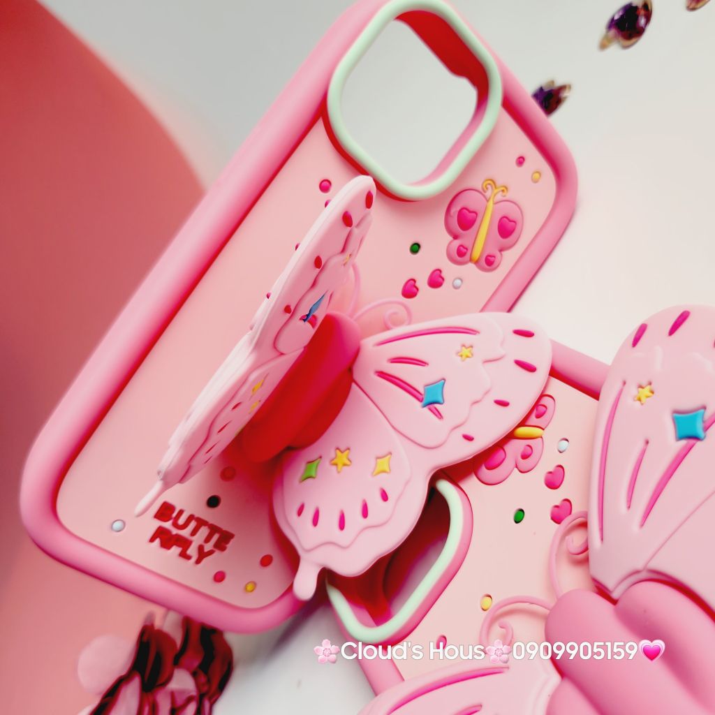 Case Ốp điện thoại iPhone Su Dẻo Con Bướm BUTTERFLY Chống dựng iPhone 11/12/13/14/15/Pro/Promax