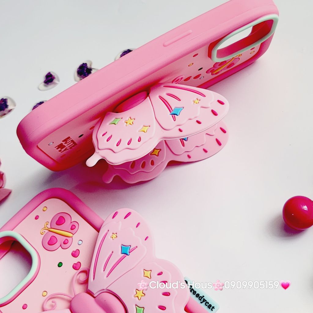 Case Ốp điện thoại iPhone Su Dẻo Con Bướm BUTTERFLY Chống dựng iPhone 11/12/13/14/15/Pro/Promax