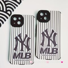 Case Ốp điện thoại iPhone MLB Trắng nhám da sọc Đen iPhone 11/12/13/14/Pro/Promax