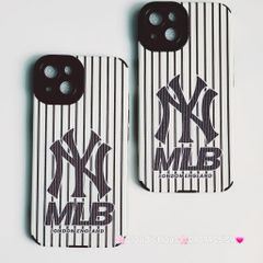 Case Ốp điện thoại iPhone MLB Trắng nhám da sọc Đen iPhone 11/12/13/14/Pro/Promax