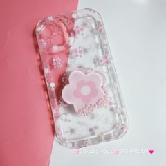 Case Phao Ốp điện thoại iPhone Trong Suốt Hoa có Popsocket IPhone 11/12/13/14/15/Pro/Promax