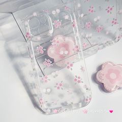 Case Phao Ốp điện thoại iPhone Trong Suốt Hoa có Popsocket IPhone 11/12/13/14/15/Pro/Promax