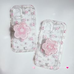 Case Phao Ốp điện thoại iPhone Trong Suốt Hoa có Popsocket IPhone 11/12/13/14/15/Pro/Promax