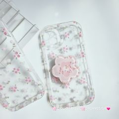 Case Phao Ốp điện thoại iPhone Trong Suốt Hoa có Popsocket IPhone 11/12/13/14/15/Pro/Promax