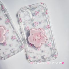 Case Phao Ốp điện thoại iPhone Trong Suốt Hoa có Popsocket IPhone 11/12/13/14/15/Pro/Promax
