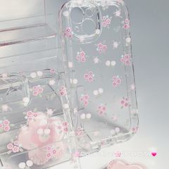 Case Phao Ốp điện thoại iPhone Trong Suốt Hoa có Popsocket IPhone 11/12/13/14/15/Pro/Promax