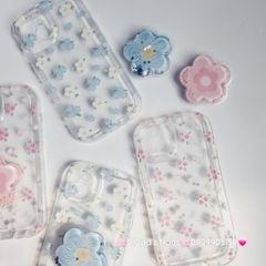 Case Phao Ốp điện thoại iPhone Trong Suốt Hoa có Popsocket IPhone 11/12/13/14/15/Pro/Promax