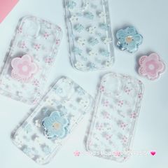 Case Phao Ốp điện thoại iPhone Trong Suốt Hoa có Popsocket IPhone 11/12/13/14/15/Pro/Promax