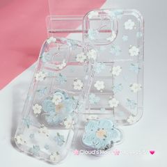 Case Phao Ốp điện thoại iPhone Trong Suốt Hoa có Popsocket IPhone 11/12/13/14/15/Pro/Promax