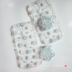 Case Phao Ốp điện thoại iPhone Trong Suốt Hoa có Popsocket IPhone 11/12/13/14/15/Pro/Promax
