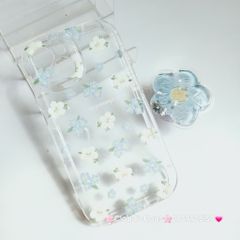 Case Phao Ốp điện thoại iPhone Trong Suốt Hoa có Popsocket IPhone 11/12/13/14/15/Pro/Promax