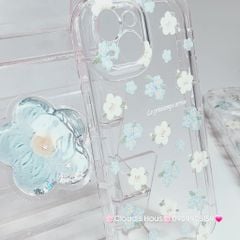Case Phao Ốp điện thoại iPhone Trong Suốt Hoa có Popsocket IPhone 11/12/13/14/15/Pro/Promax
