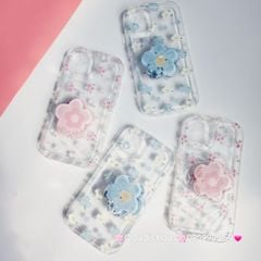 Case Phao Ốp điện thoại iPhone Trong Suốt Hoa có Popsocket IPhone 11/12/13/14/15/Pro/Promax
