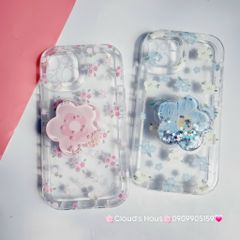 Case Phao Ốp điện thoại iPhone Trong Suốt Hoa có Popsocket IPhone 11/12/13/14/15/Pro/Promax