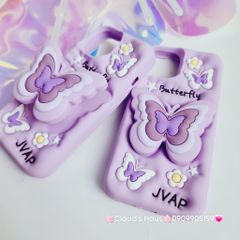 Case Ốp điện thoại iPhone Su dẻo Cánh bướm dối gian Popsocket iPhone 11/12/13/14/15/Plus/Pro/Promax (Hồng - Tím)