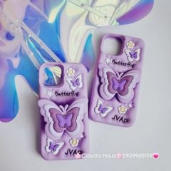 Case Ốp điện thoại iPhone Su dẻo Cánh bướm dối gian Popsocket iPhone 11/12/13/14/15/Plus/Pro/Promax (Hồng - Tím)