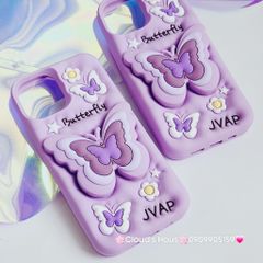Case Ốp điện thoại iPhone Su dẻo Cánh bướm dối gian Popsocket iPhone 11/12/13/14/15/Plus/Pro/Promax (Hồng - Tím)