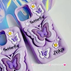 Case Ốp điện thoại iPhone Su dẻo Cánh bướm dối gian Popsocket iPhone 11/12/13/14/15/Plus/Pro/Promax (Hồng - Tím)