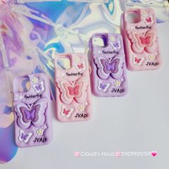 Case Ốp điện thoại iPhone Su dẻo Cánh bướm dối gian Popsocket iPhone 11/12/13/14/15/Plus/Pro/Promax (Hồng - Tím)