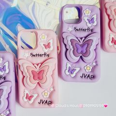 Case Ốp điện thoại iPhone Su dẻo Cánh bướm dối gian Popsocket iPhone 11/12/13/14/15/Plus/Pro/Promax (Hồng - Tím)