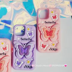 Case Ốp điện thoại iPhone Su dẻo Cánh bướm dối gian Popsocket iPhone 11/12/13/14/15/Plus/Pro/Promax (Hồng - Tím)