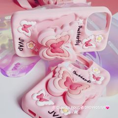 Case Ốp điện thoại iPhone Su dẻo Cánh bướm dối gian Popsocket iPhone 11/12/13/14/15/Plus/Pro/Promax (Hồng - Tím)