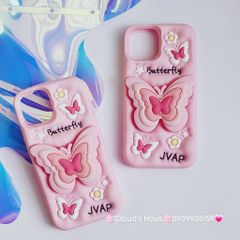 Case Ốp điện thoại iPhone Su dẻo Cánh bướm dối gian Popsocket iPhone 11/12/13/14/15/Plus/Pro/Promax (Hồng - Tím)
