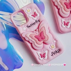 Case Ốp điện thoại iPhone Su dẻo Cánh bướm dối gian Popsocket iPhone 11/12/13/14/15/Plus/Pro/Promax (Hồng - Tím)