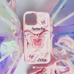Case Ốp điện thoại iPhone Su dẻo Cánh bướm dối gian Popsocket iPhone 11/12/13/14/15/Plus/Pro/Promax (Hồng - Tím)