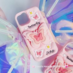 Case Ốp điện thoại iPhone Su dẻo Cánh bướm dối gian Popsocket iPhone 11/12/13/14/15/Plus/Pro/Promax (Hồng - Tím)