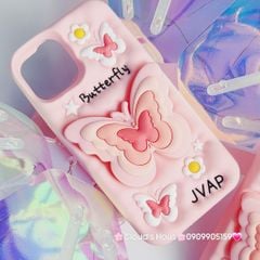 Case Ốp điện thoại iPhone Su dẻo Cánh bướm dối gian Popsocket iPhone 11/12/13/14/15/Plus/Pro/Promax (Hồng - Tím)
