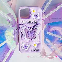Case Ốp điện thoại iPhone Su dẻo Cánh bướm dối gian Popsocket iPhone 11/12/13/14/15/Plus/Pro/Promax (Hồng - Tím)