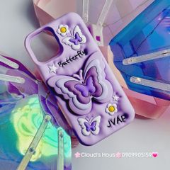 Case Ốp điện thoại iPhone Su dẻo Cánh bướm dối gian Popsocket iPhone 11/12/13/14/15/Plus/Pro/Promax (Hồng - Tím)