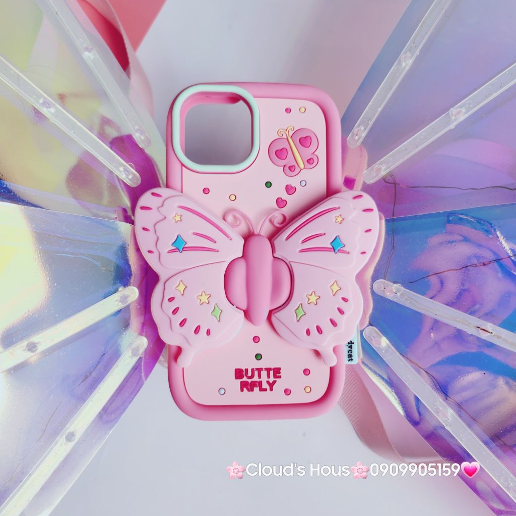 Case Ốp điện thoại iPhone Su Dẻo Con Bướm BUTTERFLY Chống dựng iPhone 11/12/13/14/15/Pro/Promax