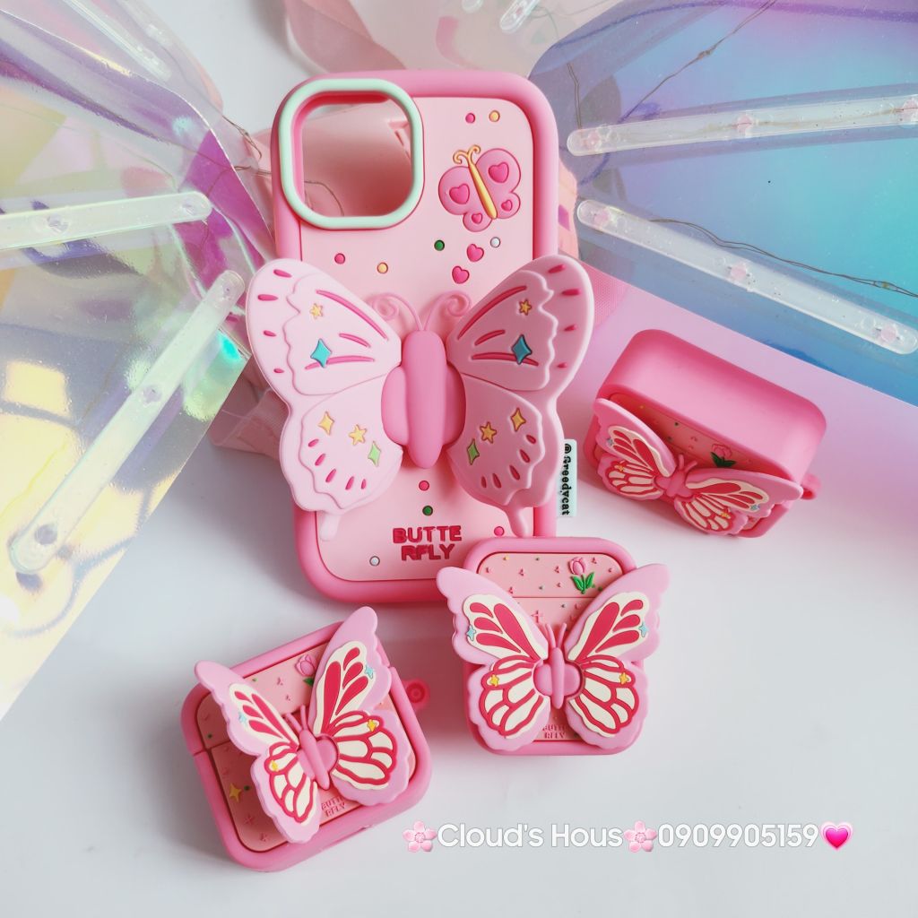Case Ốp điện thoại iPhone Su Dẻo Con Bướm BUTTERFLY Chống dựng iPhone 11/12/13/14/15/Pro/Promax
