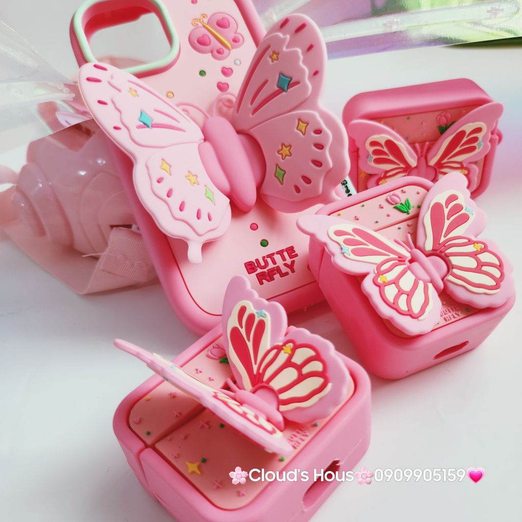Case Ốp điện thoại iPhone Su Dẻo Con Bướm BUTTERFLY Chống dựng iPhone 11/12/13/14/15/Pro/Promax