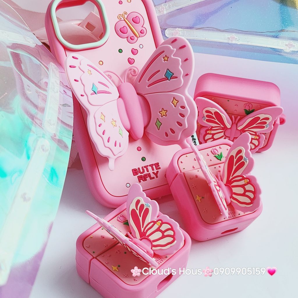 Case Ốp điện thoại iPhone Su Dẻo Con Bướm BUTTERFLY Chống dựng iPhone 11/12/13/14/15/Pro/Promax