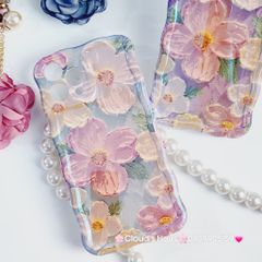 Case Ốp điện thoại iPhone Hoa Hologram bóng viền gợn sóng iPhone 11/12/13/14/Pro/Promax