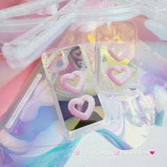 Case Ốp điện thoại iPhone Gương họa tiết Tim mây Hồng nút nổi iPhone 11/12/13/14/Pro/Promax