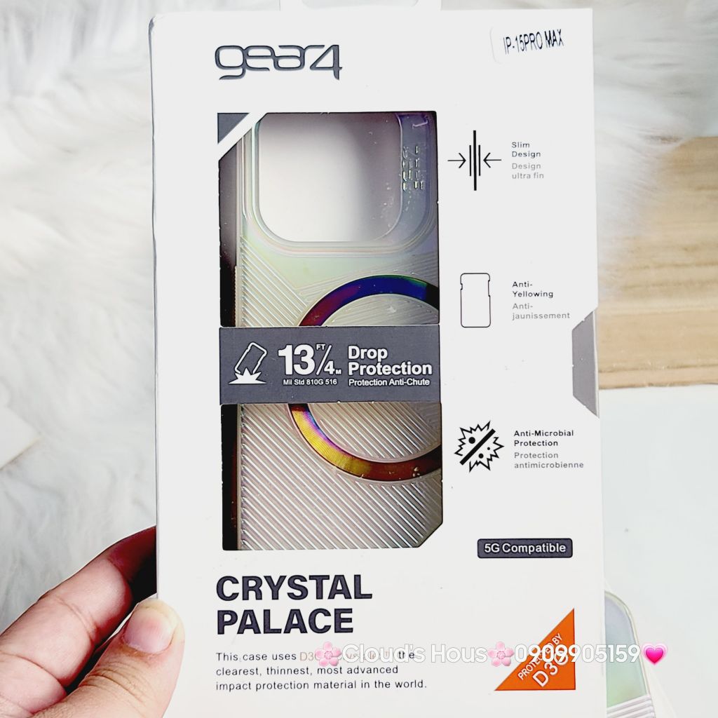 Case Ốp điện thoại iPhone Gear4 Trong nhám Magsafe hologram iPhone 15Promax