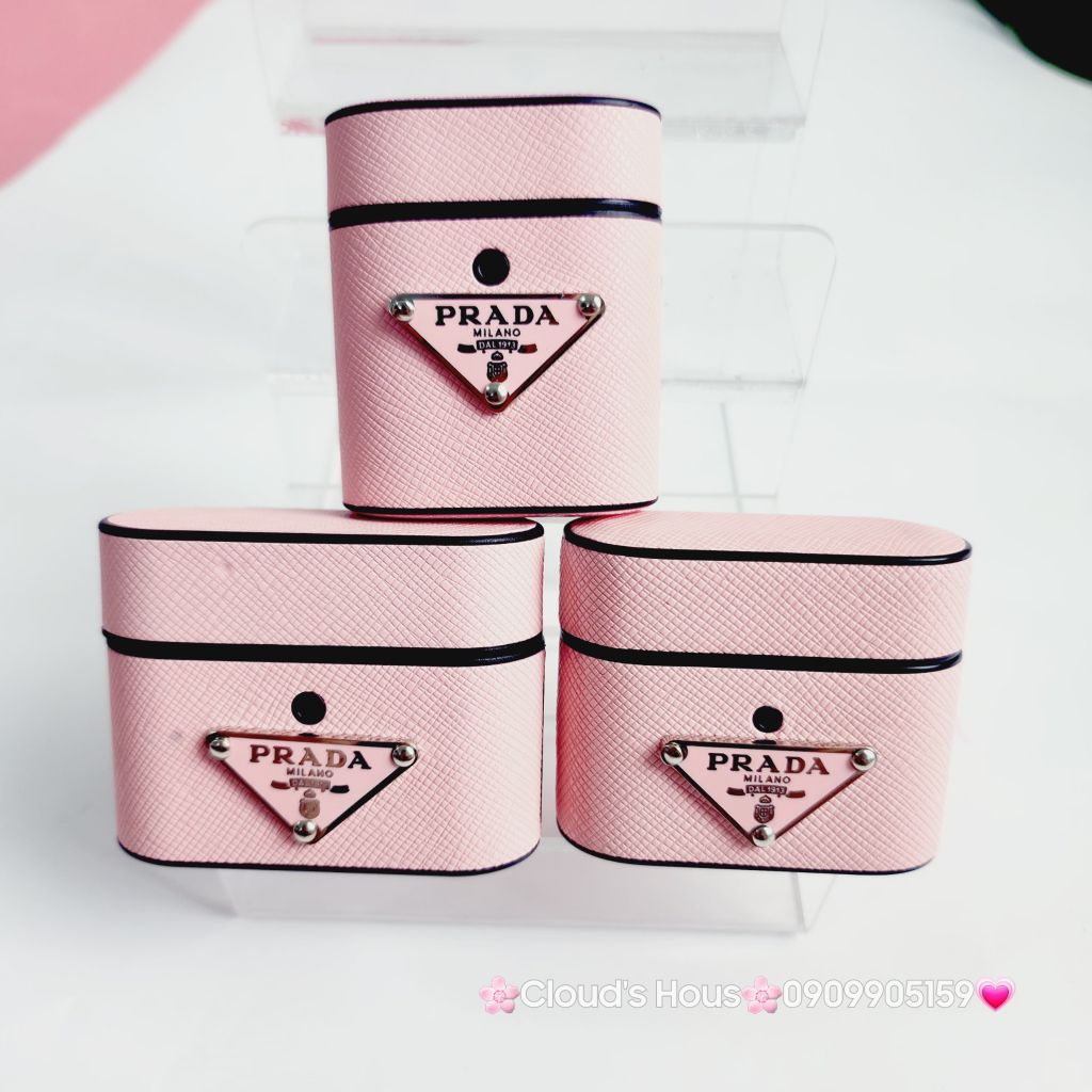 COVER AIRPOD Prada Nhám da Hộp form tròn (6 màu) Airpod 1/2/3/Pro/Pro2