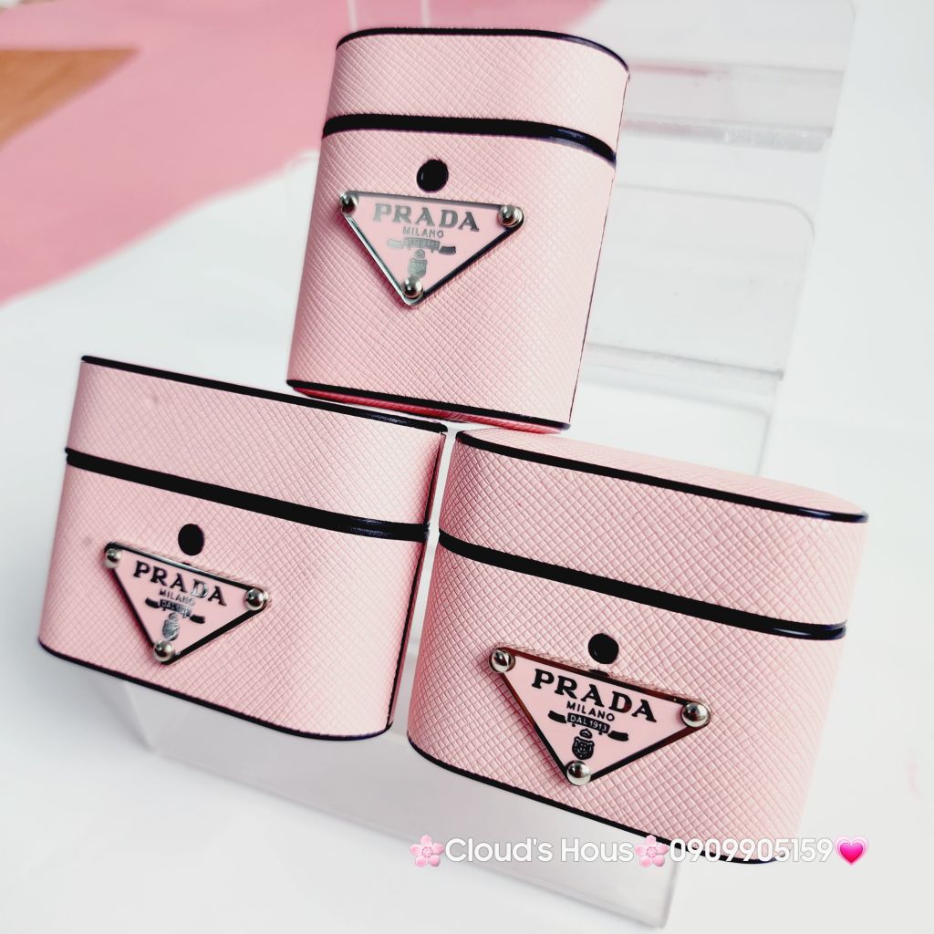 COVER AIRPOD Prada Nhám da Hộp form tròn (6 màu) Airpod 1/2/3/Pro/Pro2
