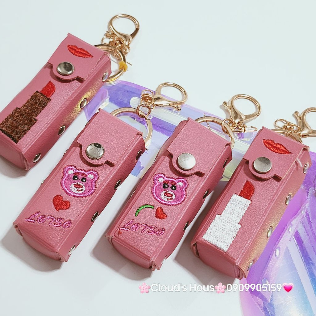 Bóp móc khóa da đựng son